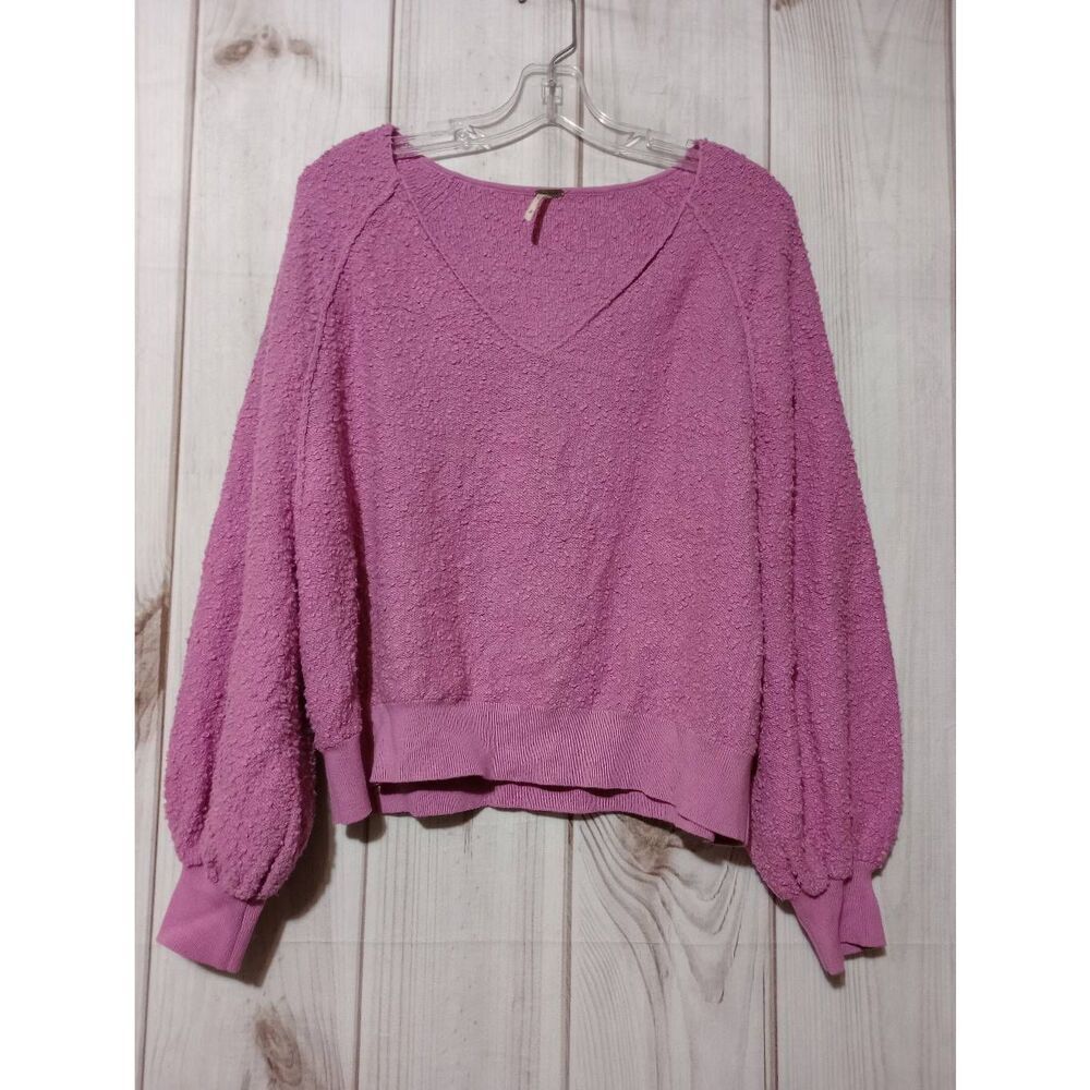 Free People Sweater Ladies Medium‎ Pink VNeck Textured